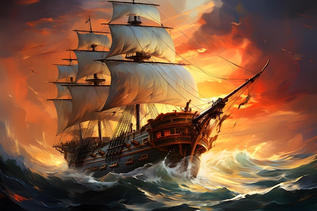 abstrakcyjny rysunek statku pirackiego