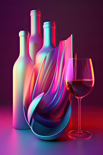 Abstrakcyjny surrealizm 3d projekt graficzny degustacja wina baner nowoczesna ulotka karta AI generatywna