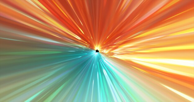 Abstrakcyjny świecący tunel kosmiczny lecący z dużą prędkością z futurystycznych linii high-tech o jasnej energii