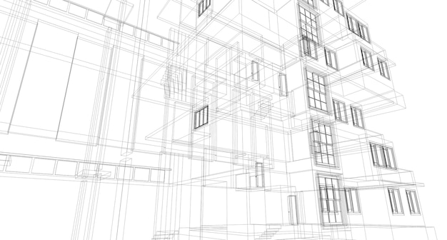 Abstrakcyjny szkic, architektoniczny, budowlany, szkieletowy
