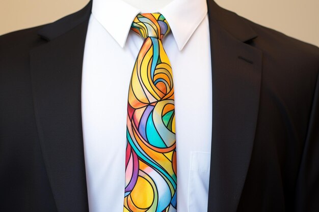 Abstrakcyjny tęczowy krawat
