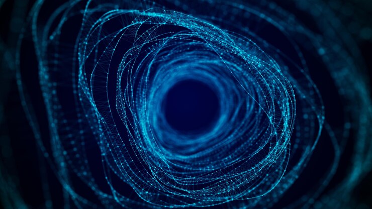 Zdjęcie abstrakcyjny tunel szkieletowy tunel czasoprzestrzenny 3d siatka portalowa futurystyczny lejek fantasy 3d renderowania