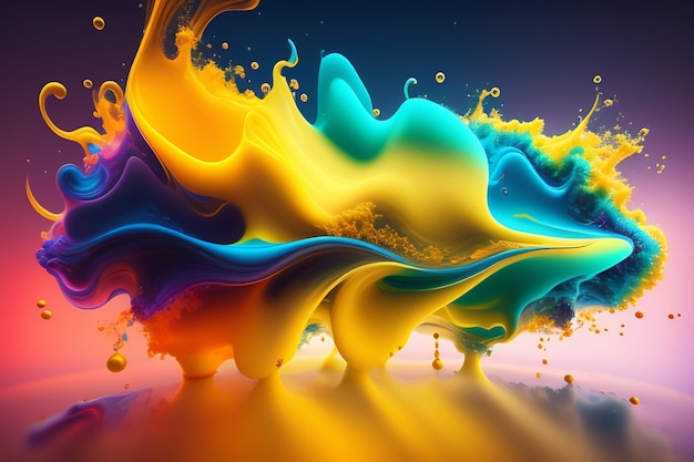 abstrakcyjny wodny atrament kolorowy płynny rozchlapać tło generatywne ai.