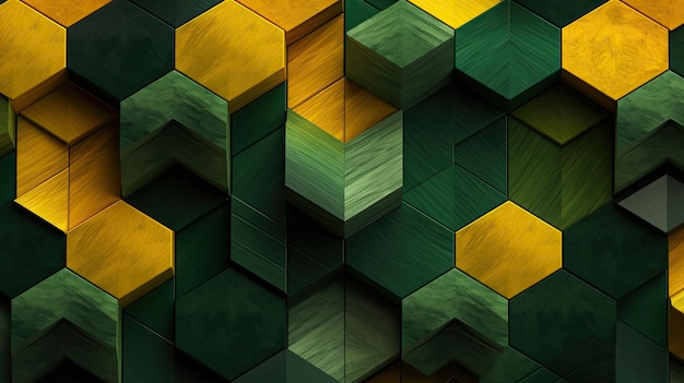Abstrakcyjny wzór geometryczny w odcieniach zieleni i żółci
