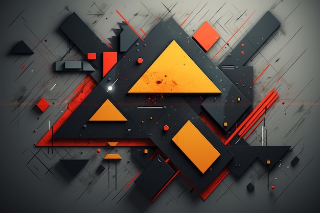 abstrakcyjny wzór geometryczny z pomarańczowymi i czarnymi trójkątami