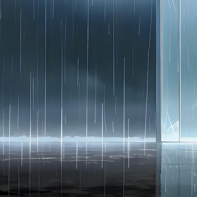 Abstrakcyjny wzór kropli deszczu na szklanym oknie Ciemne tło dramatyczne Generative AI