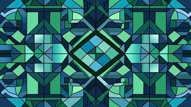 Zdjęcie abstrakcyjny wzór o geometrycznych kształtach w odcieniach błękitu i zieleni