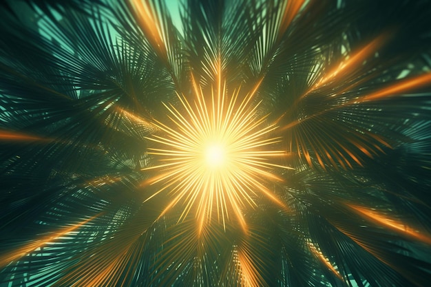 Abstrakcyjny wzór słońca i palmy z generatywnym ai
