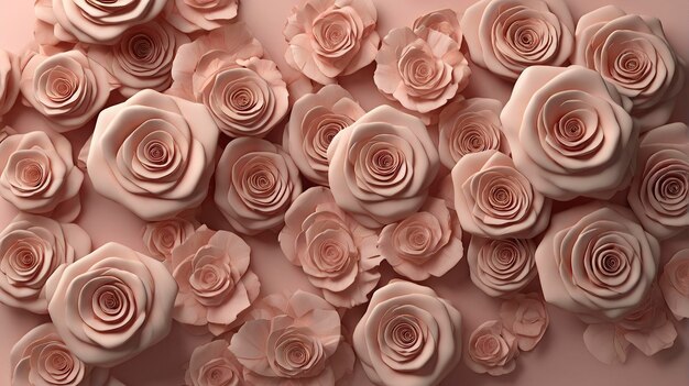 Zdjęcie abstrakt 3d piękna różowa róża z czerwonym 3d kwiaty róży tło