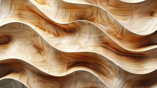 Abstrakt 3D Wavy Wooden wallpaper Mural background AI generowany obraz