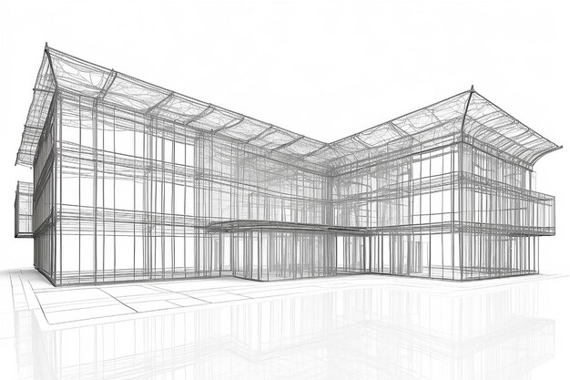 Abstrakt architektura Wireframe budynek na białym tle format EPS 10