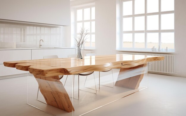 Abstrakt Biały wewnętrzny izolowany drewniany stół kuchenny