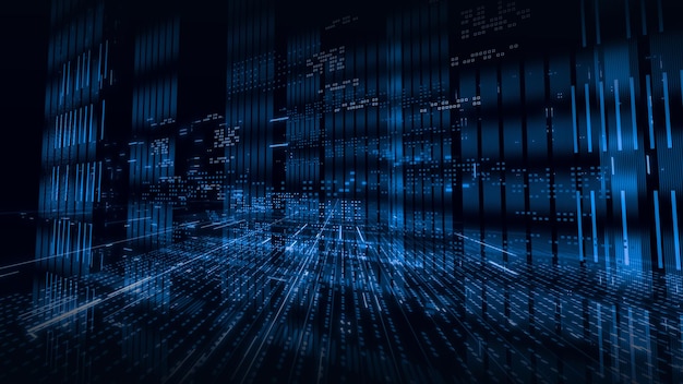 Abstrakt Cyfrowa siatka wizualizacja technologii niebieskiej