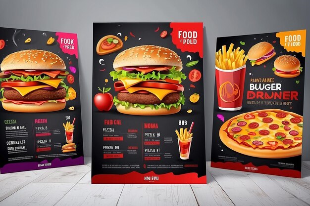 Zdjęcie abstrakt fast food flyer design szablon gotowania kawiarni i restauracji menu jedzenie zamawianie śmieciowego jedzenia