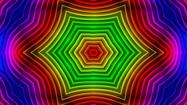 Zdjęcie abstrakt kolorowy hipnotyczny symetryczny wzorzec ornacyjny dekoracyjny kaleidoskop ruch krąg geometryczny i kształty gwiazd