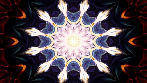 Abstrakt Kolorowy Symetryczny Wzorzec Ornacyjny Dekoracyjny Kaleidoskop Ruch Krąg geometryczny i kształty gwiazd