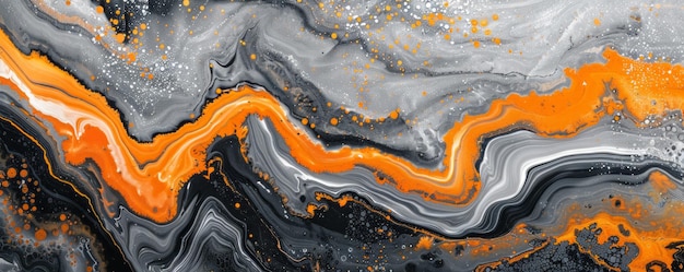 Zdjęcie abstrakt marmur fale akrylowe tło szare pomarańczowe marmurowanie tekstura agata wzorzec ripple
