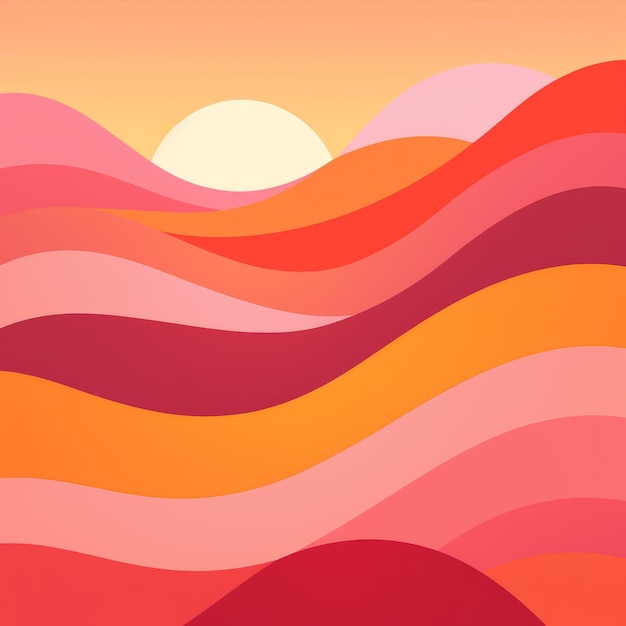 Abstrakt Pomarańczowy krajobraz Kolorowa ilustracja naturalistycznych fal oceanicznych