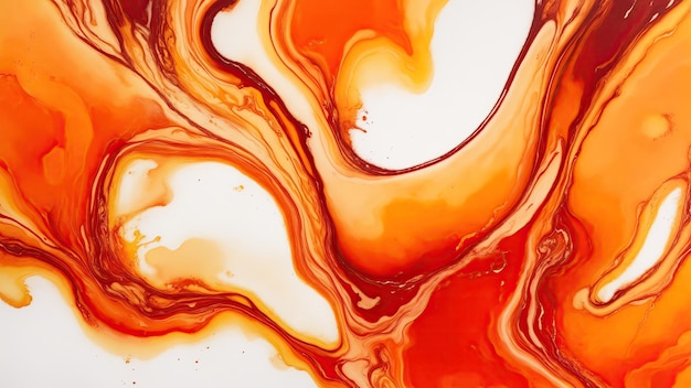 Abstrakt Pomarańczowy Naturalny luksusowy fluid art alkoholowy atrament malarstwo Tło