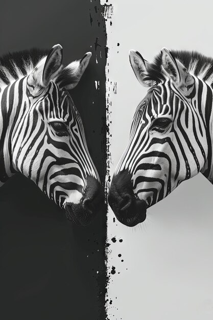 Abstrakt Zebra Heads Mirror Koncepcja przyjaźni