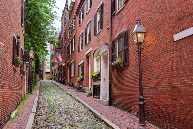 Acorn ulicy Beacon Hill brukowiec Boston