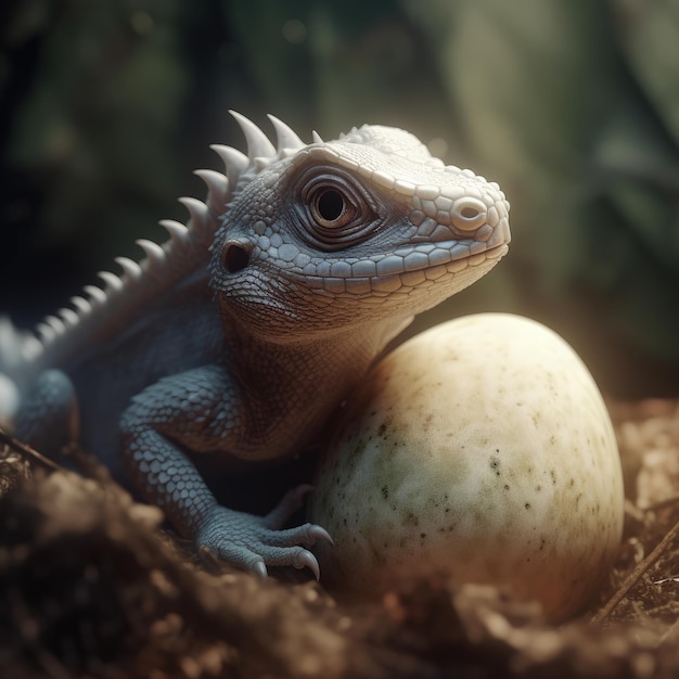 Adorable Baby Dragon wylęgających się z jaj Jaszczurka gadów renderowanych w 3D