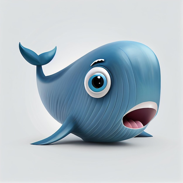 Adorable cartoon baby Znak wieloryba błękitnego wyizolowanych na białym tle Generatywne AI
