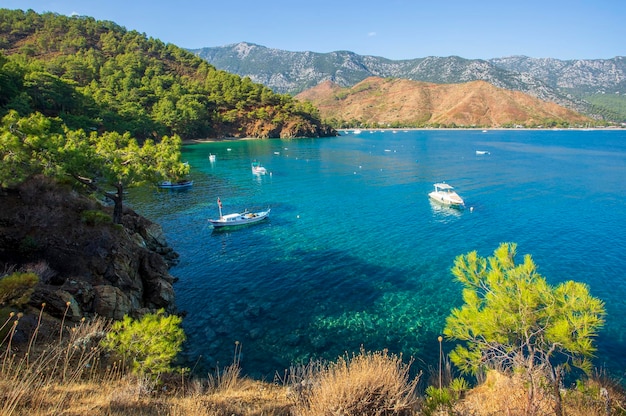 Adrasan Kemer Antalya 4 października 2019 Widok na morze z plaży Adrasan wzdłuż wybrzeża Morza Śródziemnego w prowincji Kemer Antalya Turcja