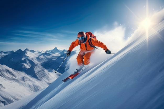 Adrenaline Rush Odważny skakający narciarz w Zimowym Krainie Czarów