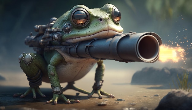 Adventurer Frog 3D Sculpt Ai generowane sztuki