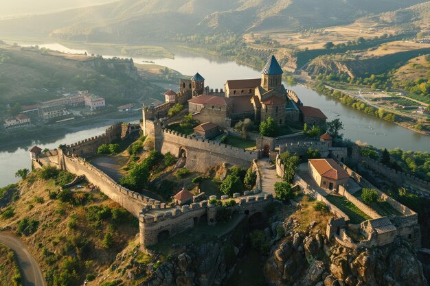 Zdjęcie aerial view of ananuri fortress complex in georgia