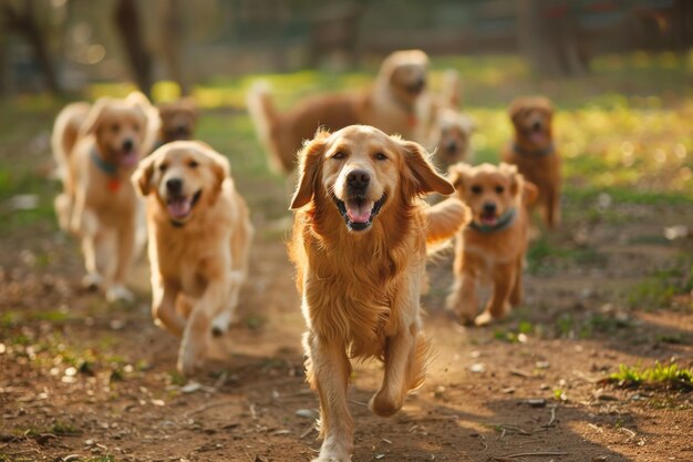 Zdjęcie affectionate golden retriever dog with shiny fur playful and loyal companion