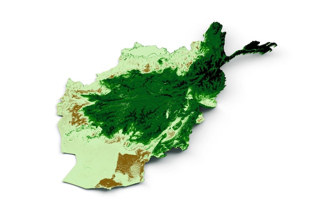 Afganistan Mapa topograficzna 3d realistyczna mapa Kolorowa ilustracja 3d