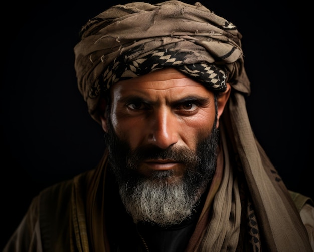 Zdjęcie afgański mężczyzna z brodą i turbanem