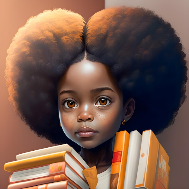 Afro American girl portret Czarna ilustracja historii