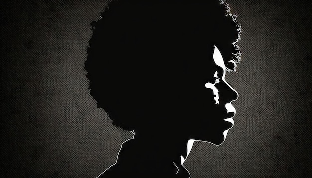 Afro czarny mężczyzna twarz sylwetka czarno-białe kolory