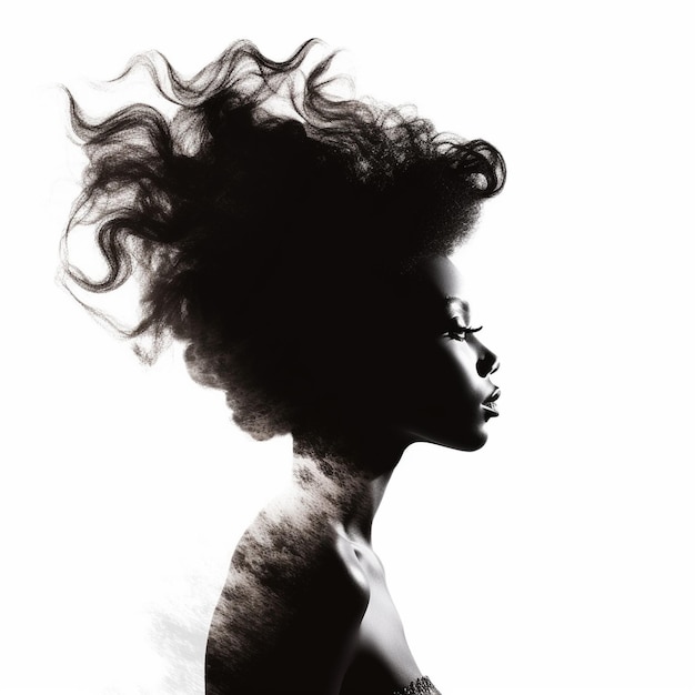 Afro kobieta w kolorowej sylwetce piękne tło obraz senny