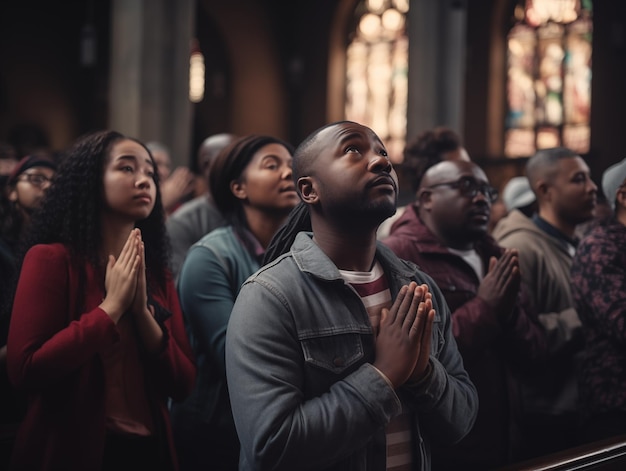 Afroamerykanie modlący się w kościele