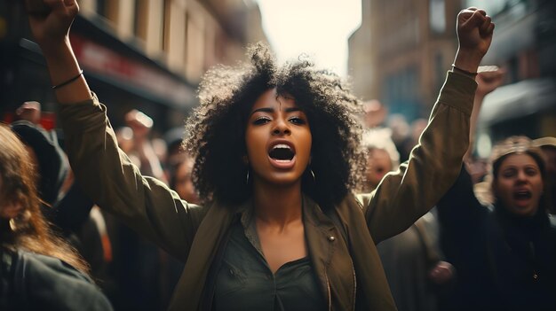 Zdjęcie afroamerykanie protestują na demonstracji na rzecz praw człowieka