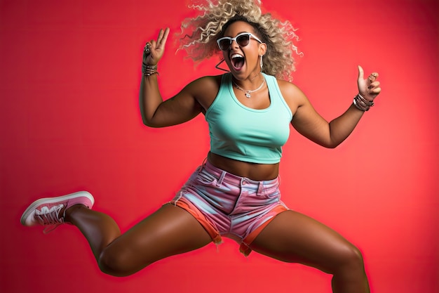 Afroamerykanka tańcząca plus size, pozytywne ruchy ciała, różnorodny typ tancerza