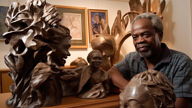 Zdjęcie afroamerykańscy rzeźbiarze wykorzystują swoje talenty artystyczne do tworzenia rzeźb, które oddają hołd afroamerykańskim doświadczeniom generowanym przez sztuczną inteligencję