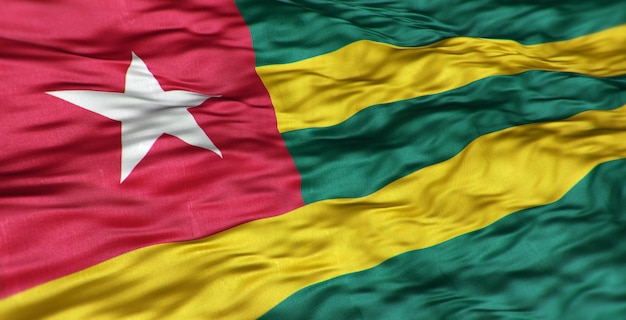 Afrykańska flaga kraju Togo jest falowana