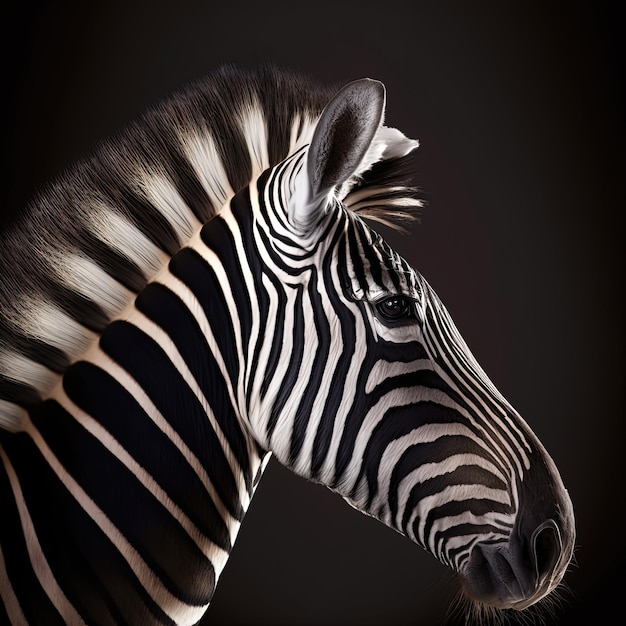 Afrykańska zebra w portrecie w studiu Generative Ai