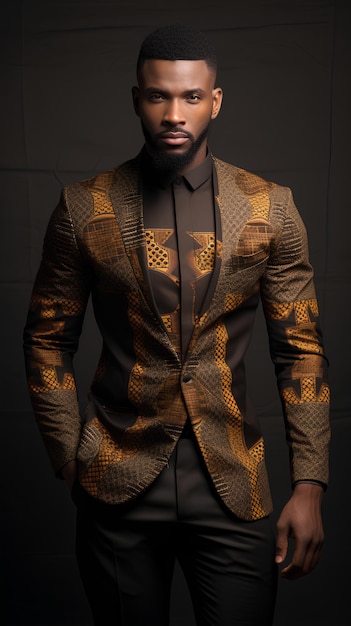 Afrykański garnitur dla mężczyzn kurtka i spodnie 2 sztuk zestaw Das