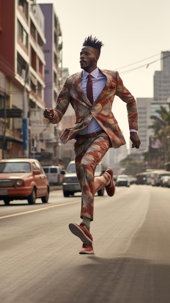 Afrykański mężczyzna biegający w mieście