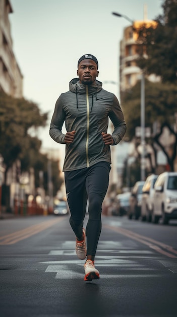 Afrykański mężczyzna biegający w mieście