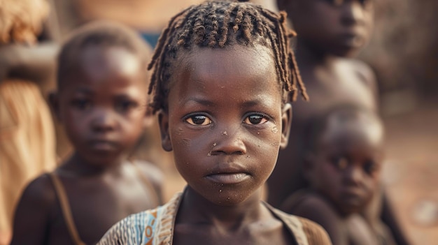 Zdjęcie afrykańskie dziecko patrzące w kamerę