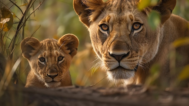 Afrykańskie lwiątko badające sawannę