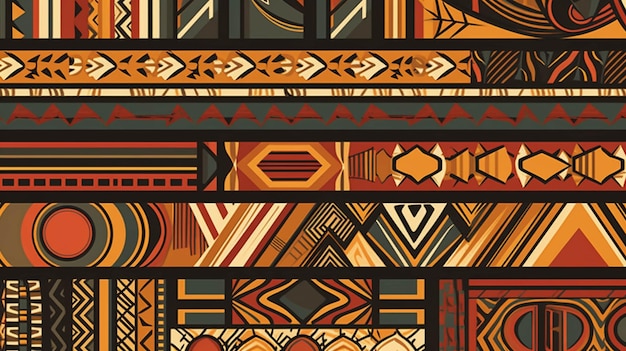 Afrykańskie wzory plemienne tło tekstura projekt drukuj tradycyjną sztukę Generative AI