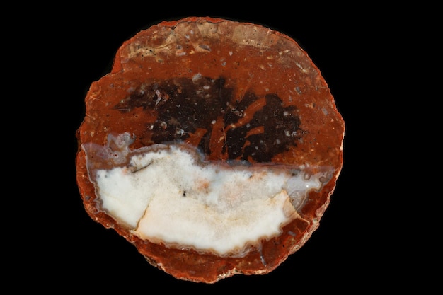 Agat mineralny makro na czarnym tle